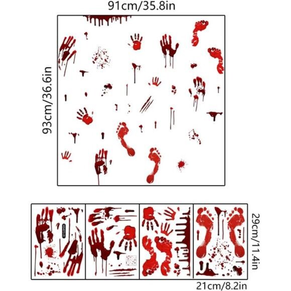 Halloween Bloody Handprint and Footprint Window Stickers - Wall Stickers - Picture 2 of 8